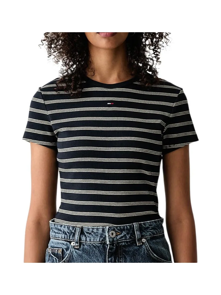 T-shirt Noir/Blanc Femme Tommy Hilfiger Slim 2