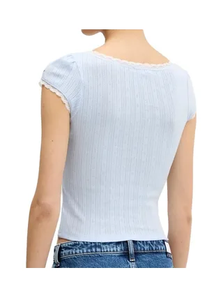 T-shirt Bleu Femme Tommy Hilfiger Pointell 2