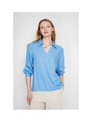 Blouse col chemise évasée à manche longueur 4