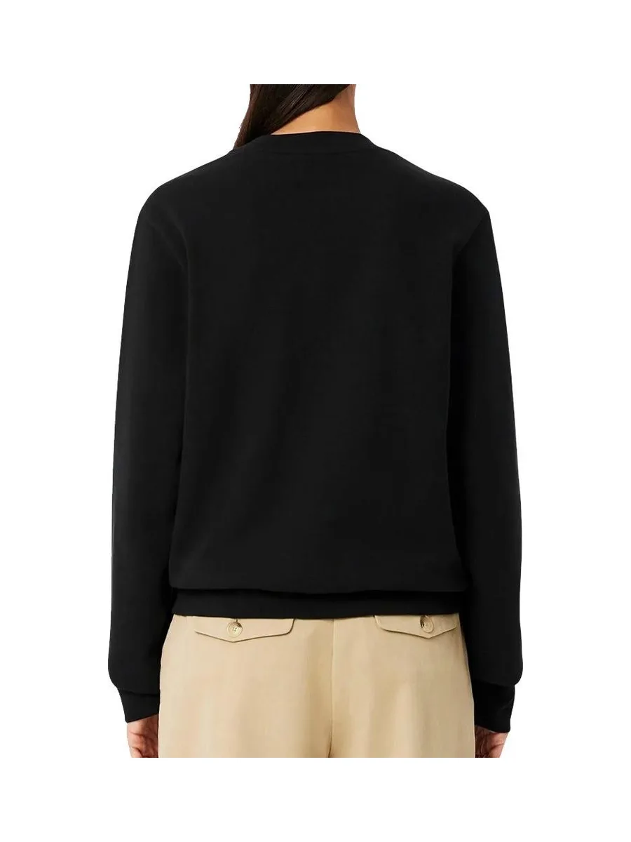 Sweat Noir Femme Lacoste Relaxed Fit Fleece Crew Neck 2