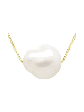 Collier Véritable Perle d'Eau Douce Baroque 11-12 mm — Or Jaune 375 Millièmes — 42 cm 1