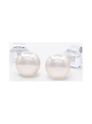 Boucles d'Oreilles Véritables Perles Akoya Rondes 5-6 mm — Or Blanc 750 Millièmes 1