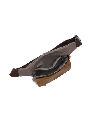 JEFF - Pochette banane en cuir véritable et toile enduite - Bleu 22