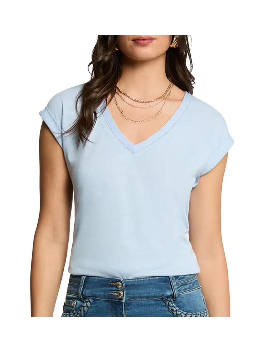 T-Shirt Bleu Clair Femme Morgan Fantaisie 1