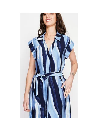 Robe chemise imprimée boutonnée devant avec ceinture 3