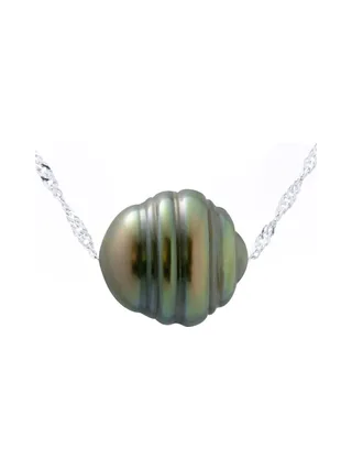 Collier Véritable Perle de Tahiti Cerclée 10-11 mm — Argent 925 Millièmes Rhodié — 42 cm 1