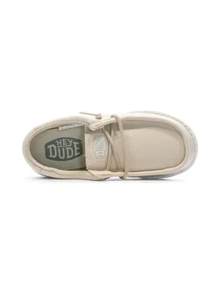 Chaussures Beige Fille Hey Dude Wally Youth Slub Canvas 4