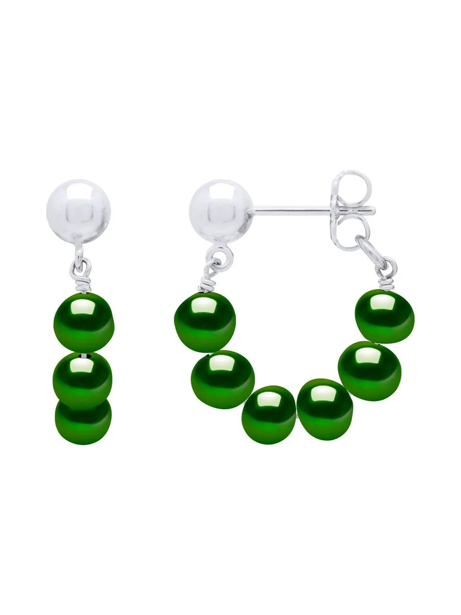 Boucles d'Oreilles Pendantes Véritables Perles d'Eau Douce Semi-6-7 mm — Argent 925 Millièmes Rhodié 1