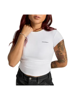 T-shirt Blanc Femme Converse Wordmark Fashion 1