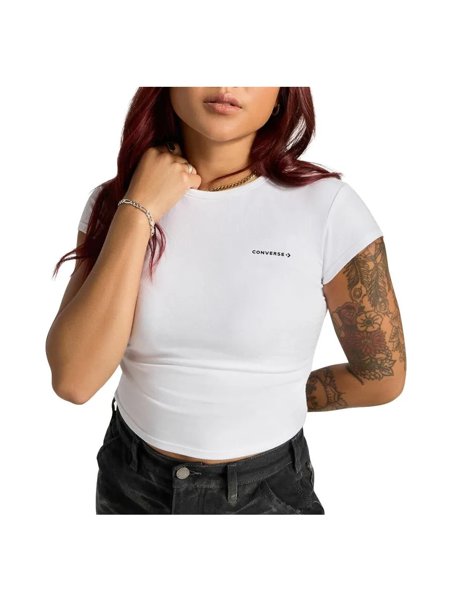 T-shirt Blanc Femme Converse Wordmark Fashion 2
