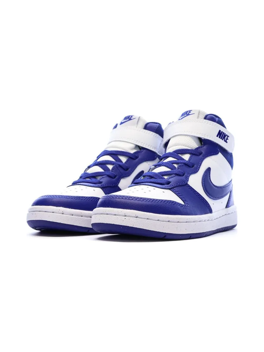 Baskets Blanches/Bleu Garçon Nike Court Borough Mid 2 7
