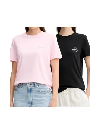 Lot de 2 T-Shirt Noir/Rose Femme Calvin Klein Jeans Monologo 1