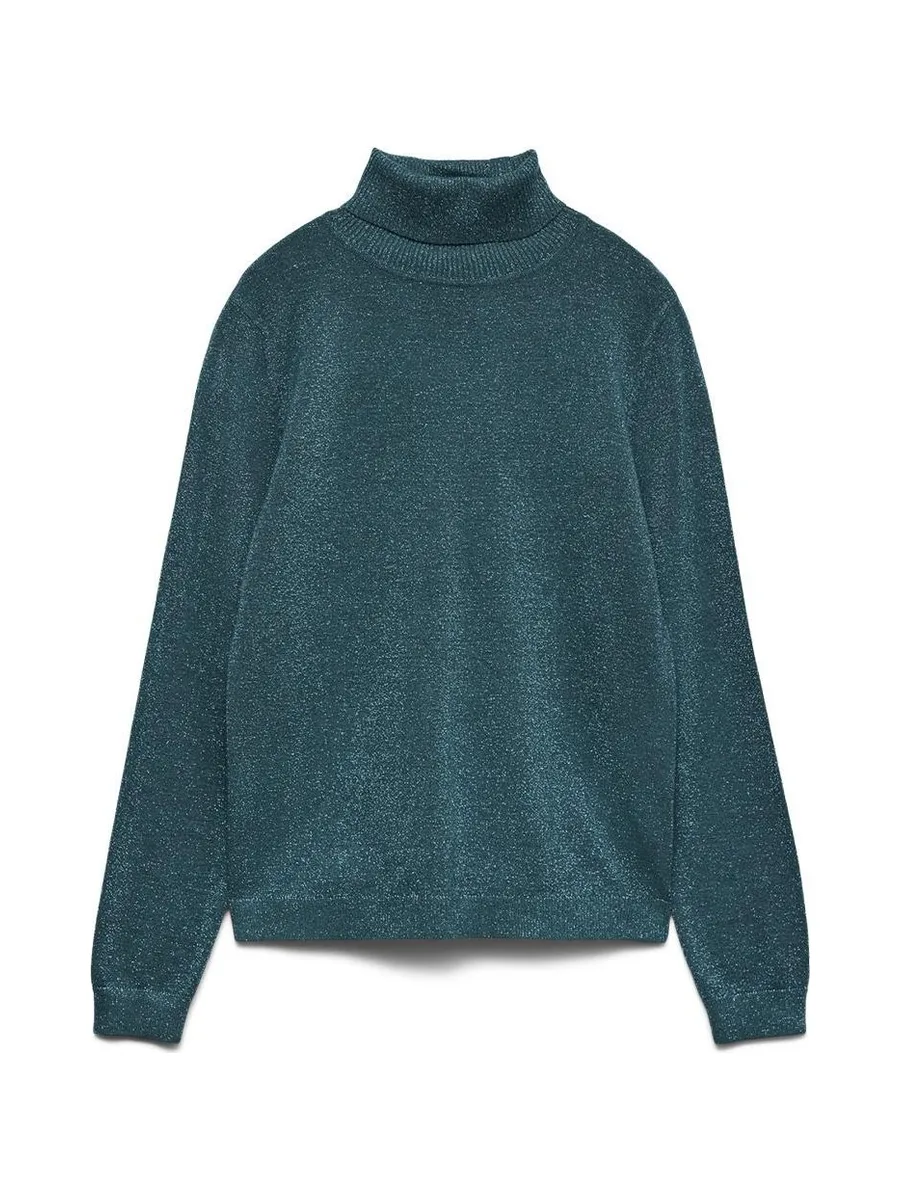 Pull Col roulé Bleu Canard Paillette Femme Vero Moda Happyglitter 2