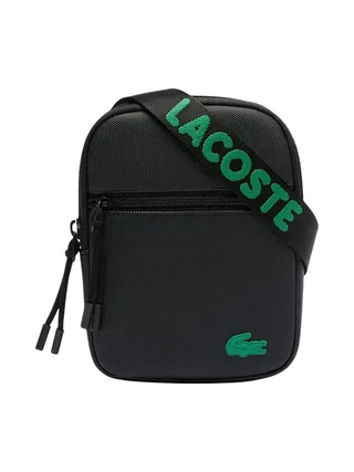 Sacoche Noire/Vert Homme Lacoste Flat 1