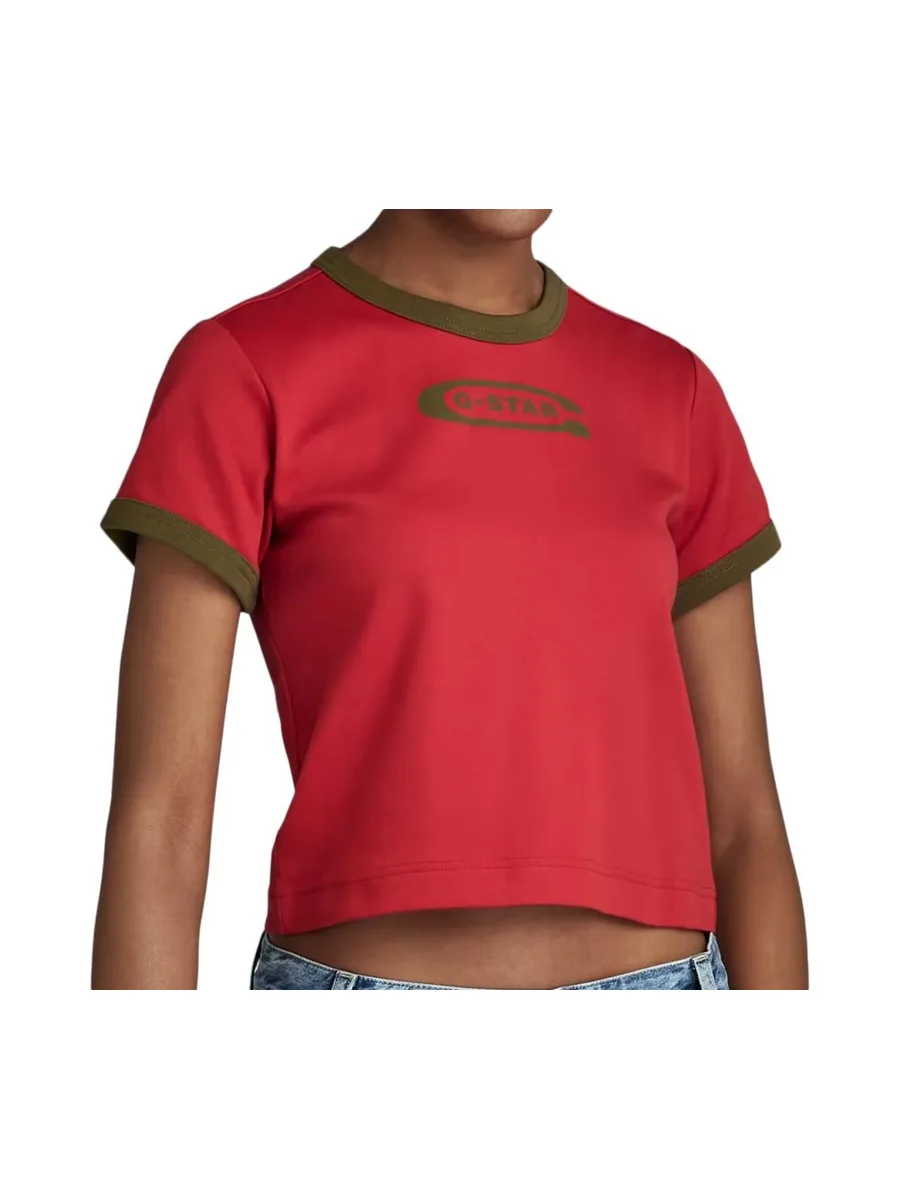 T-shirt Rouge Femme G-Star Raw Ringer Baby 2
