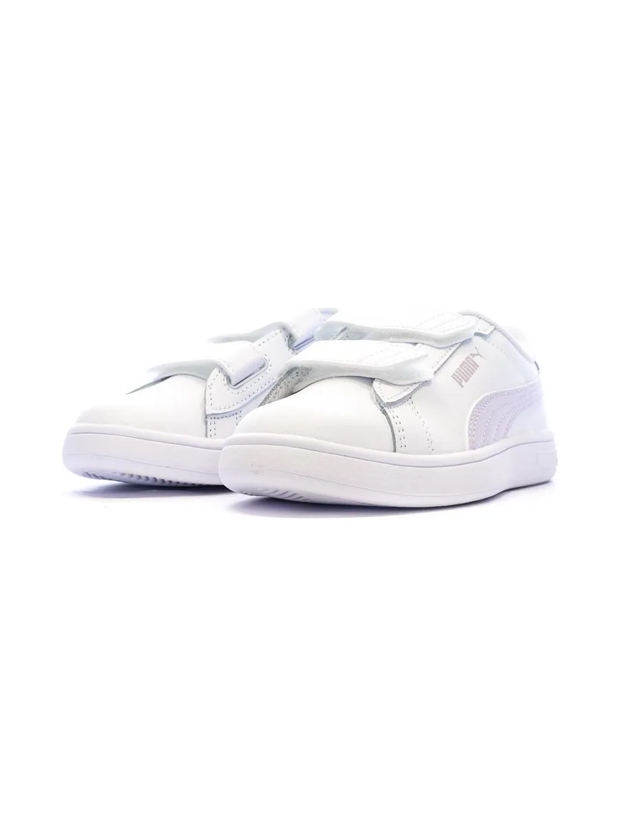 Baskets Blanc/Rose Fille Puma Smash 3.0 7