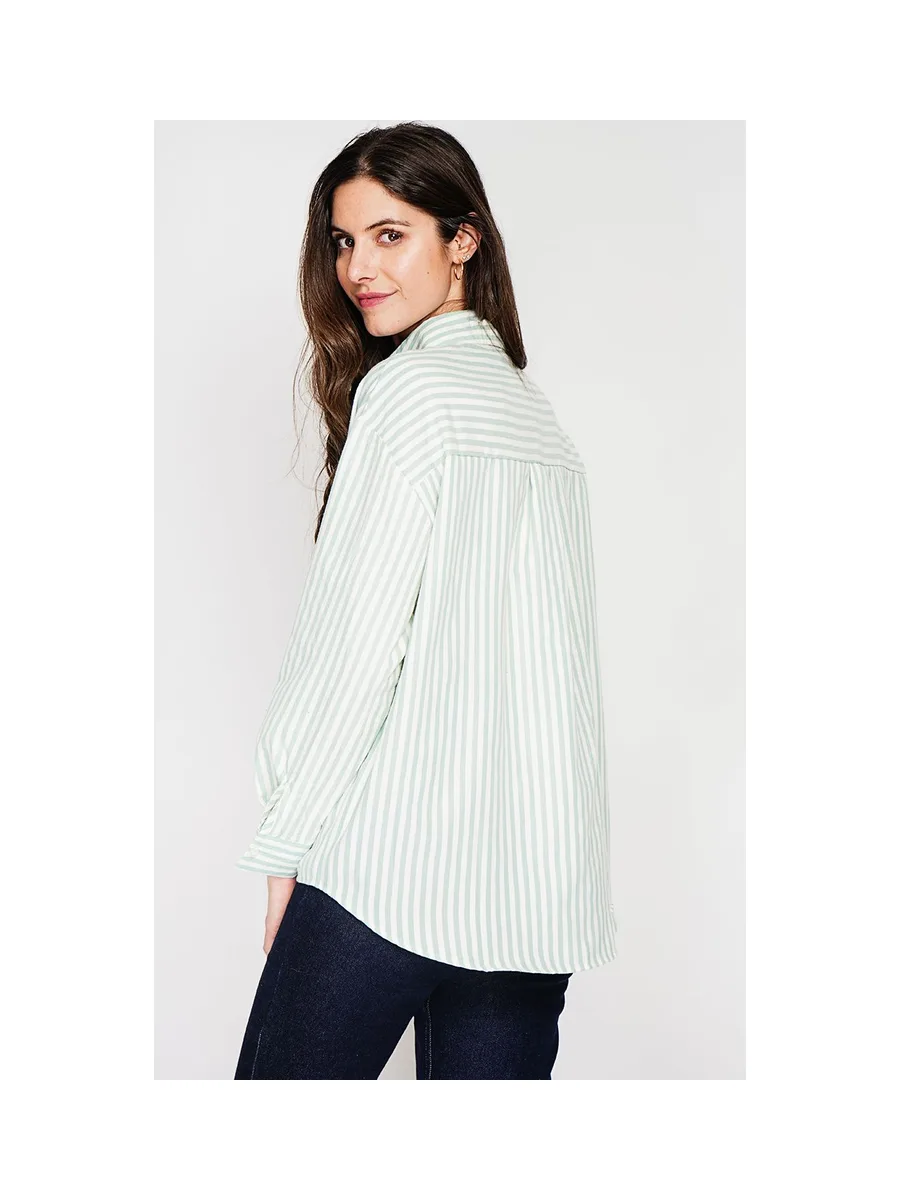 Chemise longue coupe oversize Poche poitrine à manches longues à reyure 6