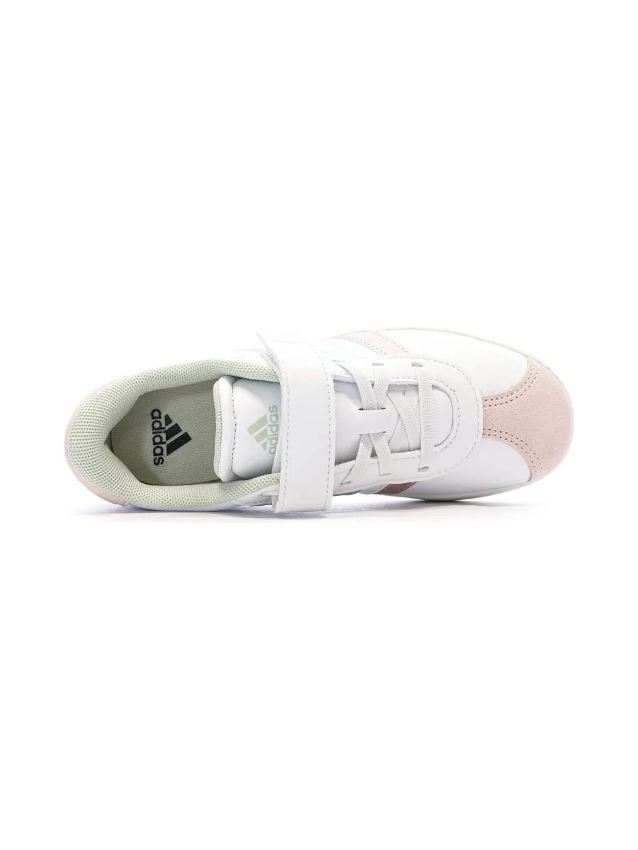 Baskets Blanches/Roses Fille Adidas Vl Court 4