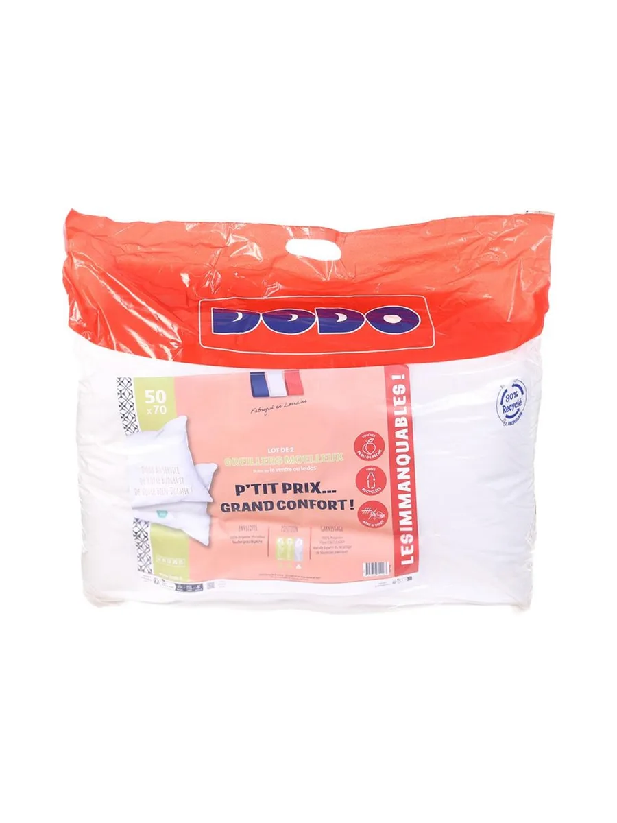 X2 Oreillers Blanc Dodo Grand confort 50x70 2