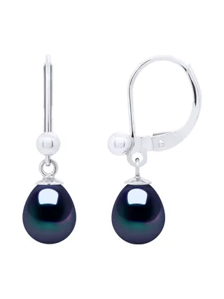 Boucles d'Oreilles Véritables Perles d'Eau Douce Poires 7-8 mm — Argent 925 Millièmes 5
