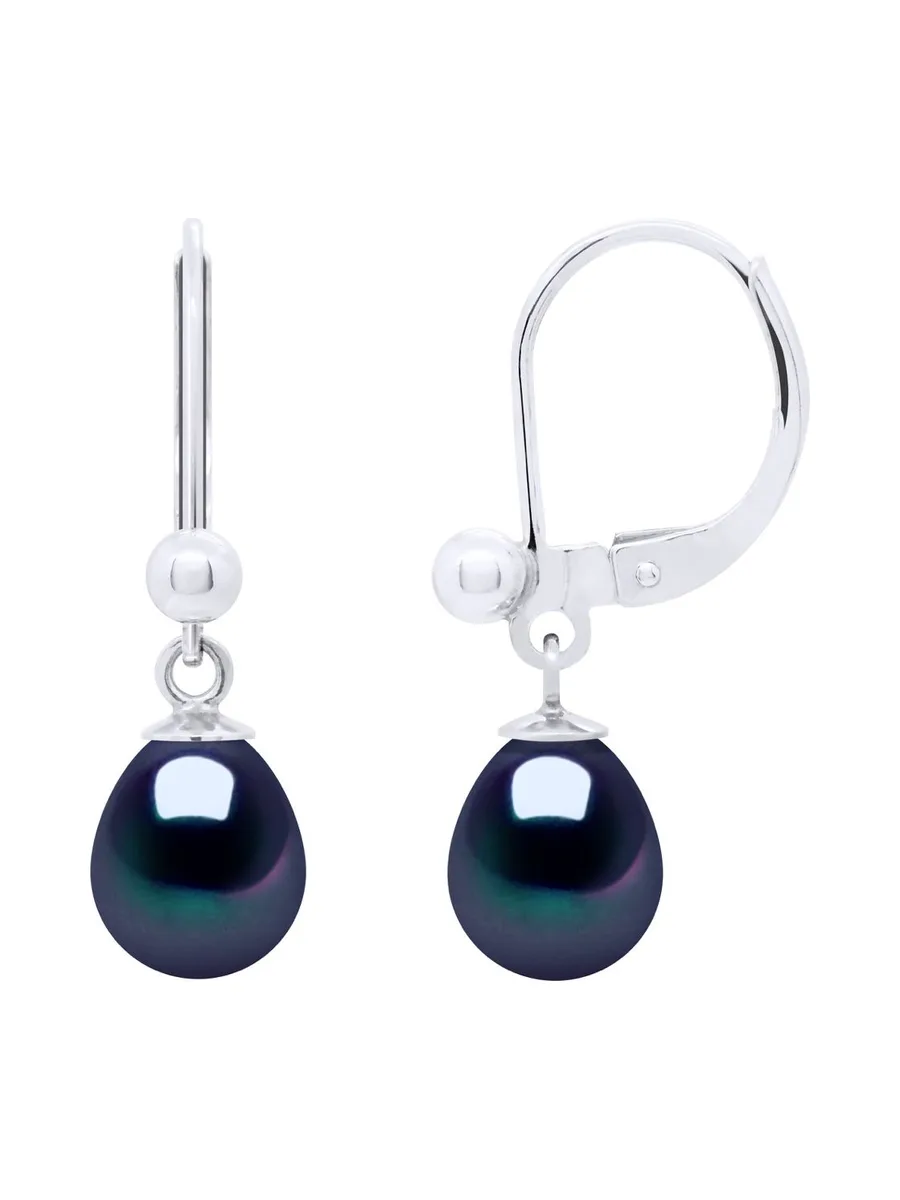 Boucles d'Oreilles Véritables Perles d'Eau Douce Poires 7-8 mm — Argent 925 Millièmes 5