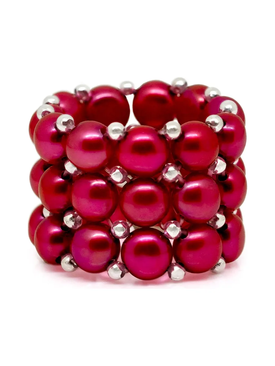 Bague 3 Rangs Véritables Perles d'Eau Douce 4 mm 1