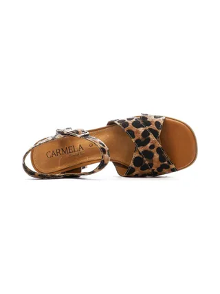 Sandales Marron/Noir Femme Carmela Leopardo 4