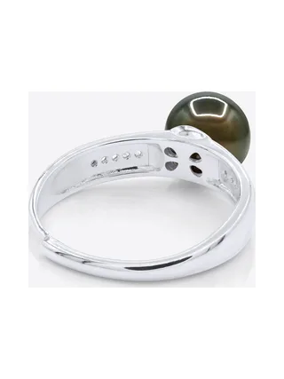 Bague Jonc Véritable Perle de Tahiti Ronde 8-9 mm — Argent 925 Millièmes Rhodié 5