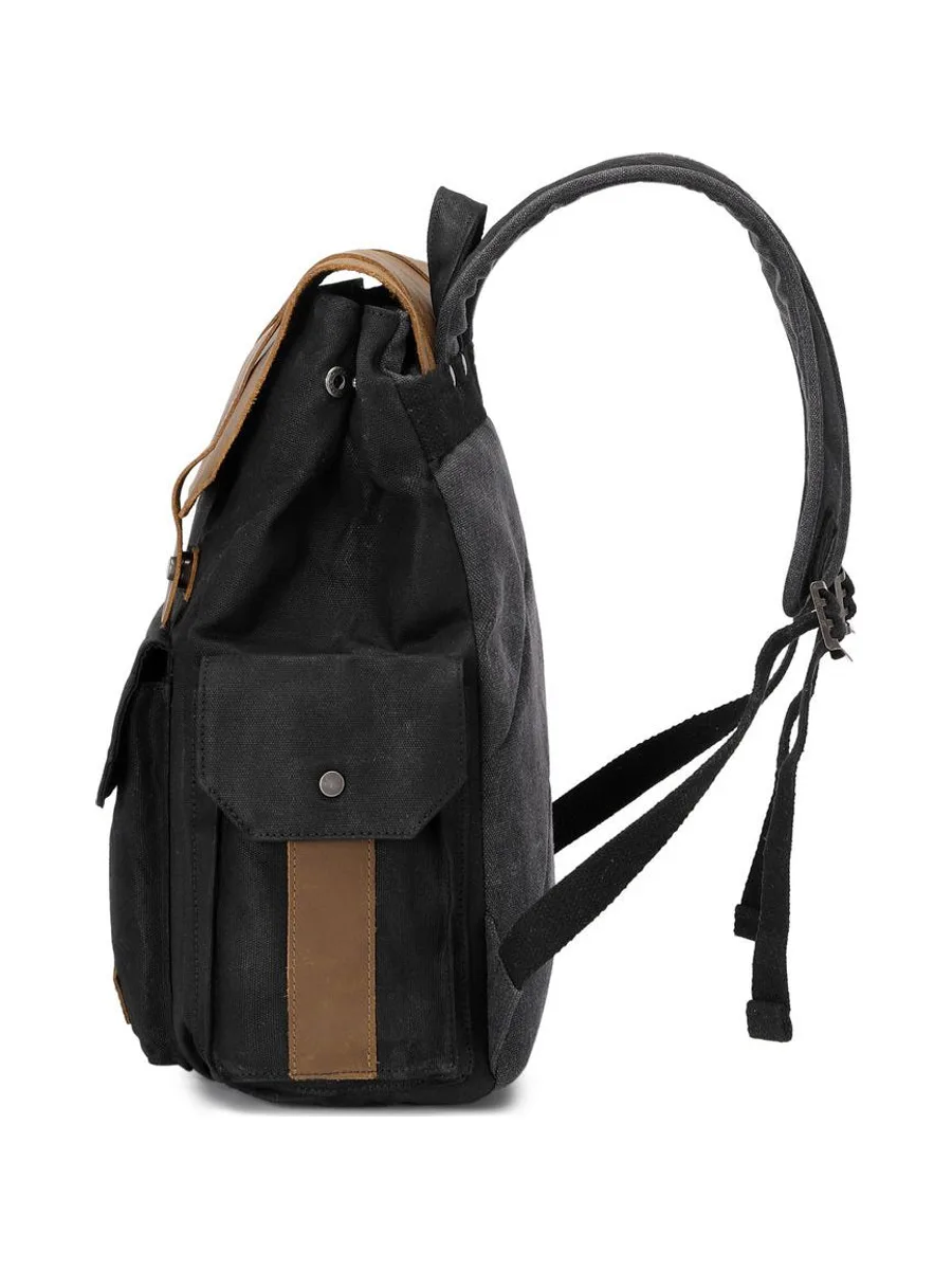 ALI - Sac à dos en cuir véritable et toile enduite - Bleu 60