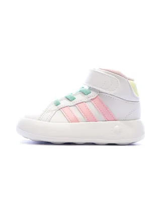 Baskets Blanches/Roses/Turquoises Fille Adidas Grand Court Mid 1