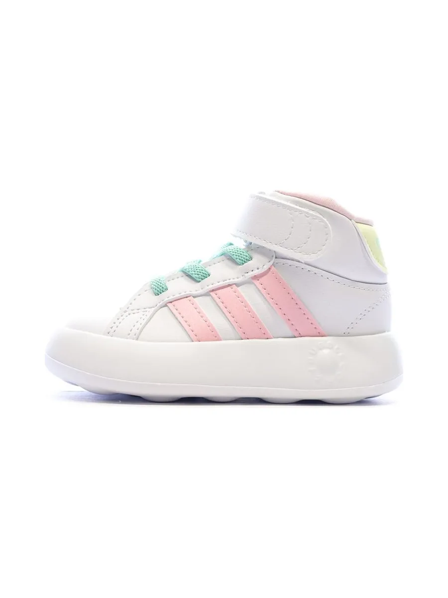 Baskets Blanches/Roses/Turquoises Fille Adidas Grand Court Mid 2