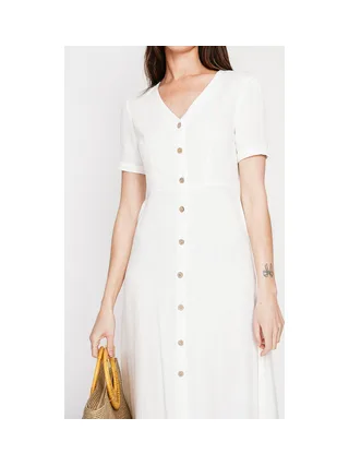Robe longue boutonnée devant à manche court 4