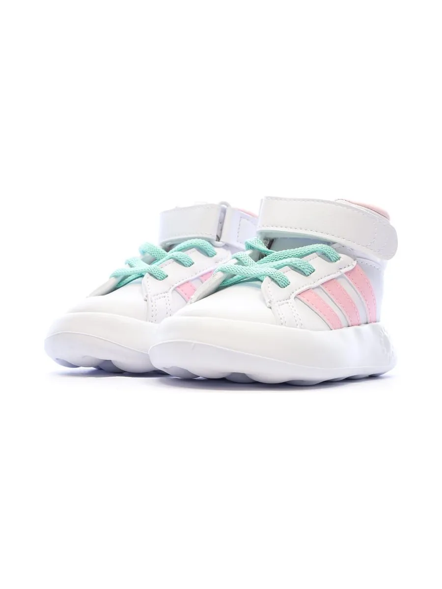 Baskets Blanches/Roses/Turquoises Fille Adidas Grand Court Mid 7