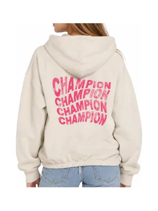 Sweat Beige/Rose Fille Champion Hoodie 2