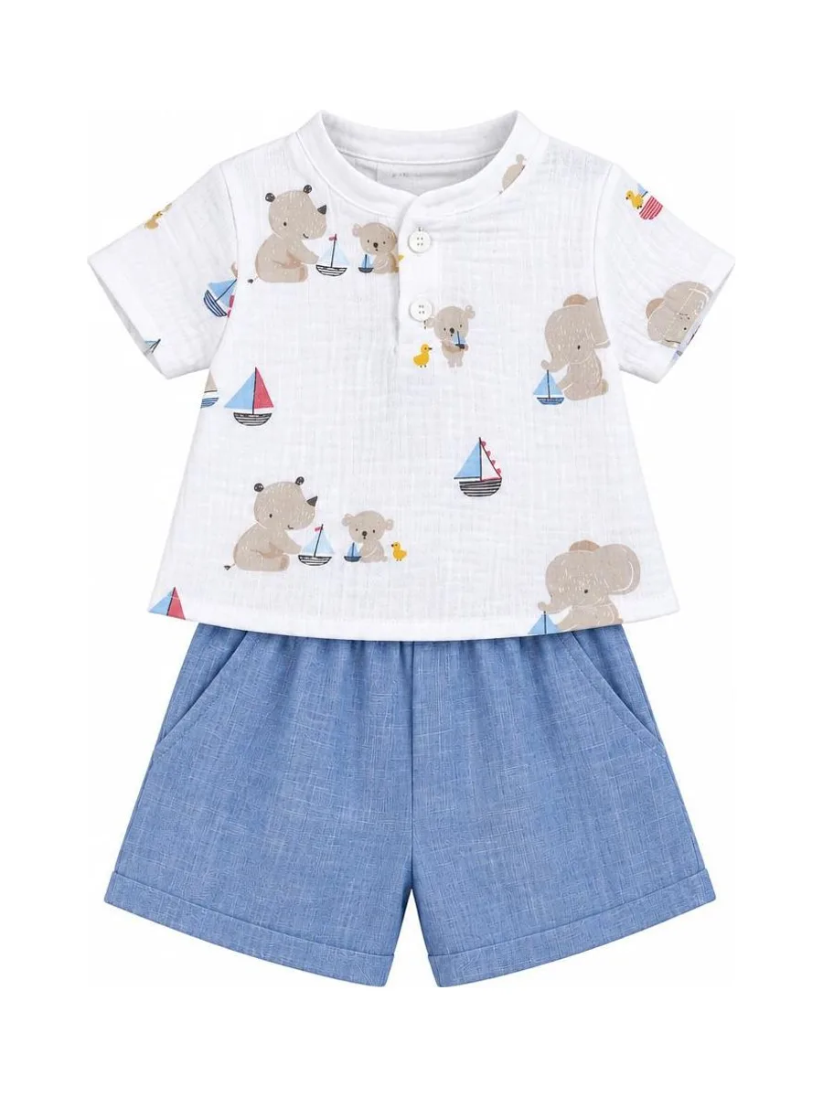 Ensemble Blanc/Bleu/Gris Bébé P'tit Mome Paolo 2