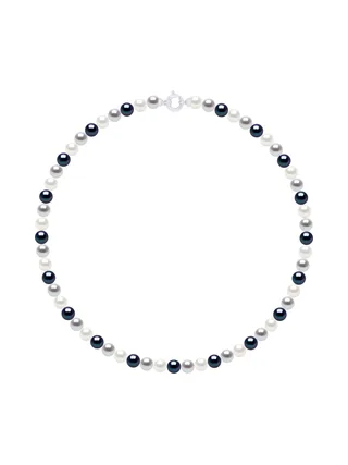 Collier Véritables Perles d'Eau Douce Rondes 6-7 mm — Or Blanc 375 Millièmes — 42 cm 1