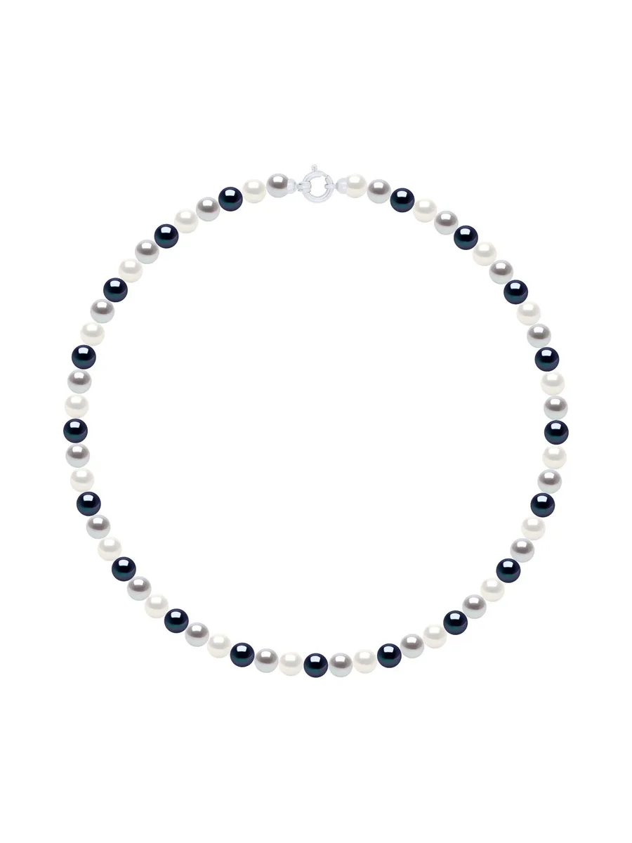 Collier Véritables Perles d'Eau Douce Rondes 6-7 mm — Or Blanc 375 Millièmes — 42 cm 1