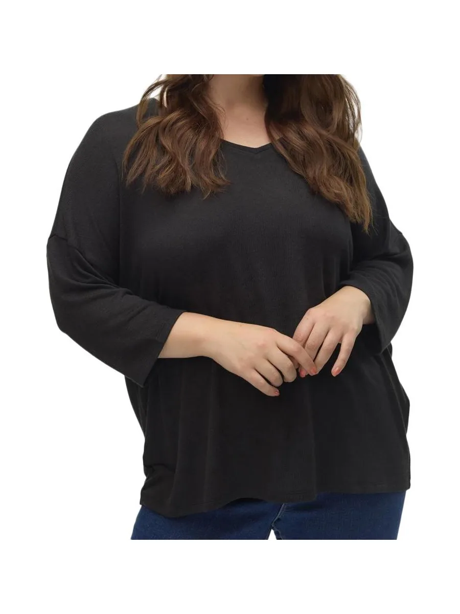 Pull Noir Femme Vero Moda Curve Brianna 3/4 1