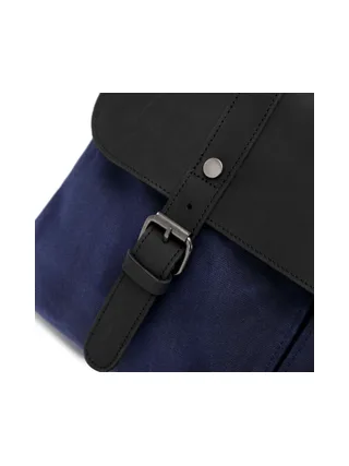MICK - Sacoche en cuir véritable et toile enduite - Bleu 7