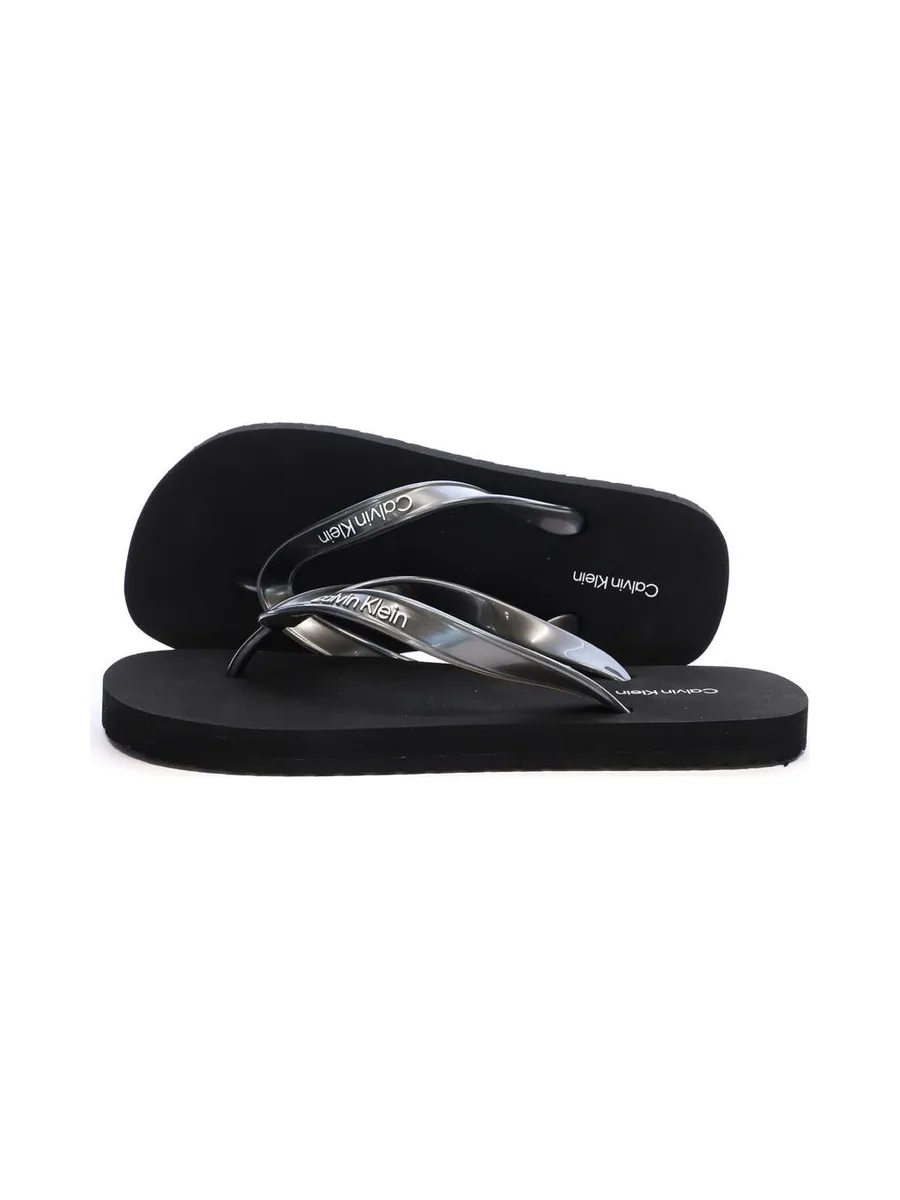Tongs Noir Femme Calvin Klein Jeans Flip Flop Tpu Metall 2