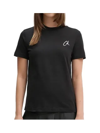 T-shirt Noir Femme Calvin Klein Jeans Embroidered 1