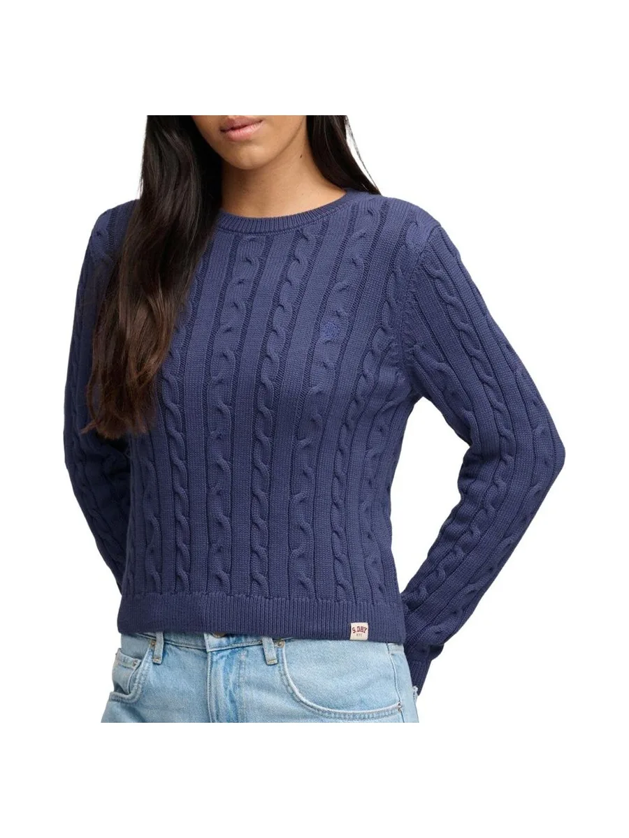 Pull Bleu Femme Superdry Essentials Cable Jumper 2