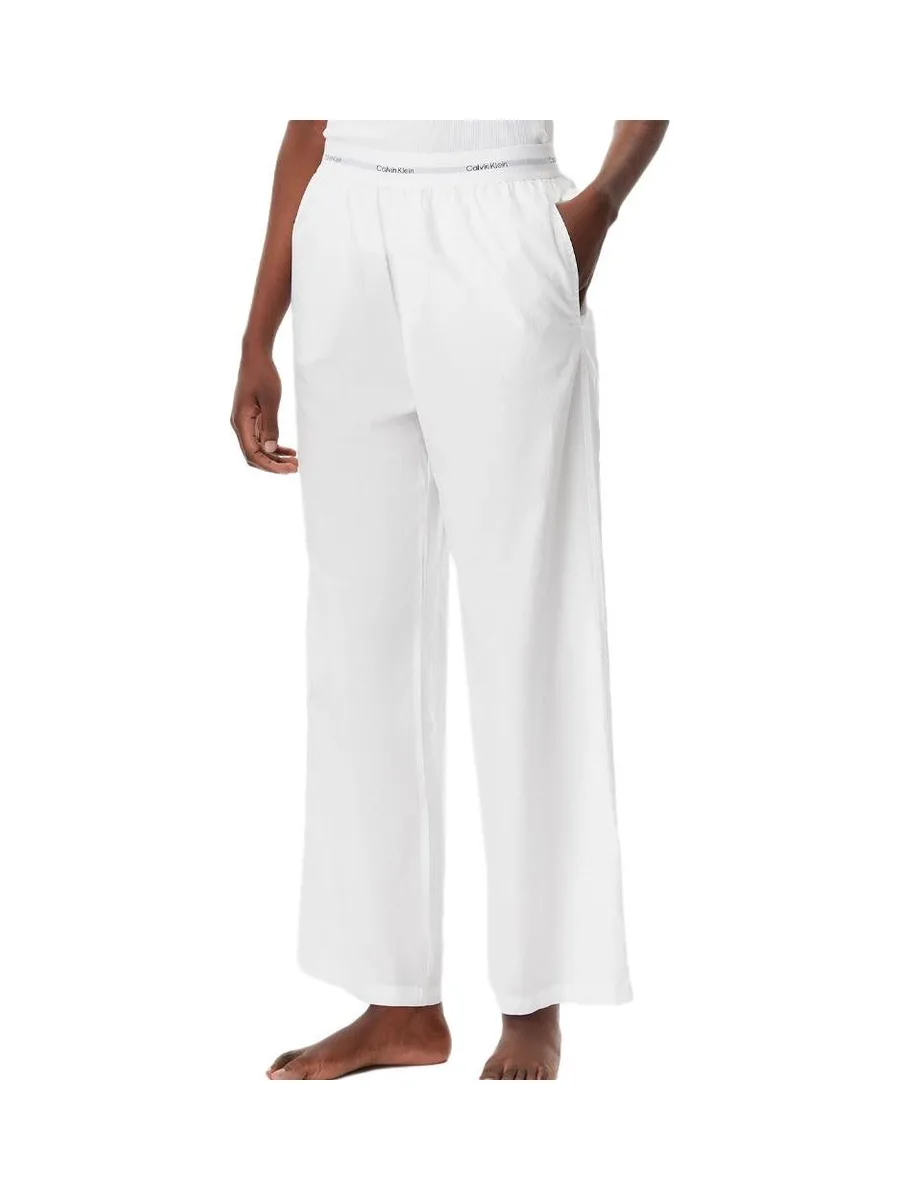Pantalon de Nuit Blanc Femme Calvin Klein Jeans Logo Poplin 2