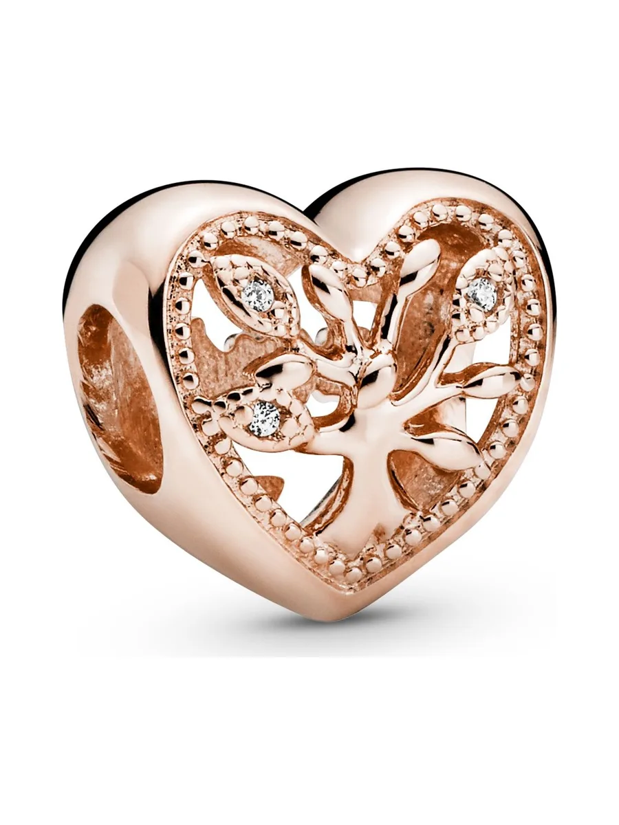 Pandora - Charm Arbre de famille Heart en plaqué or rose 14 carats 1
