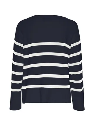 Pull Marine/Blanc Femme Pieces Sia 2