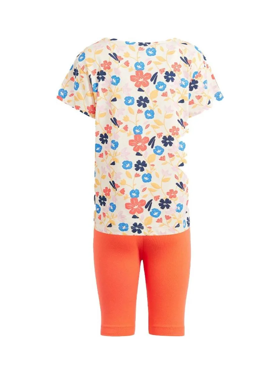 Ensemble survêtement orange Fille Adidas Cyc Short Tee S 3