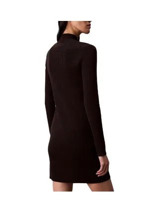 Robe Slim Noir Femme Calvin Klein Jeans Neck Mini Dress 2