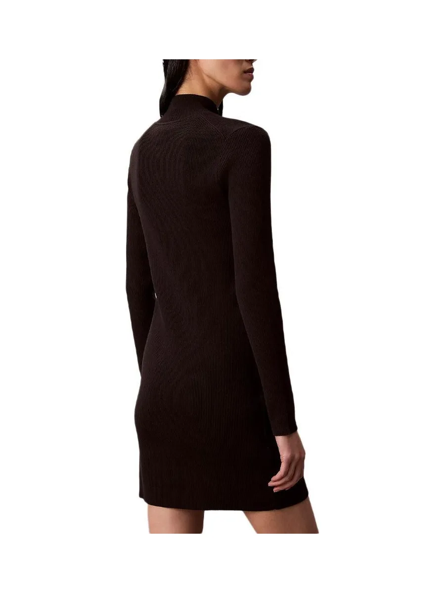 Robe Slim Noir Femme Calvin Klein Jeans Neck Mini Dress 3