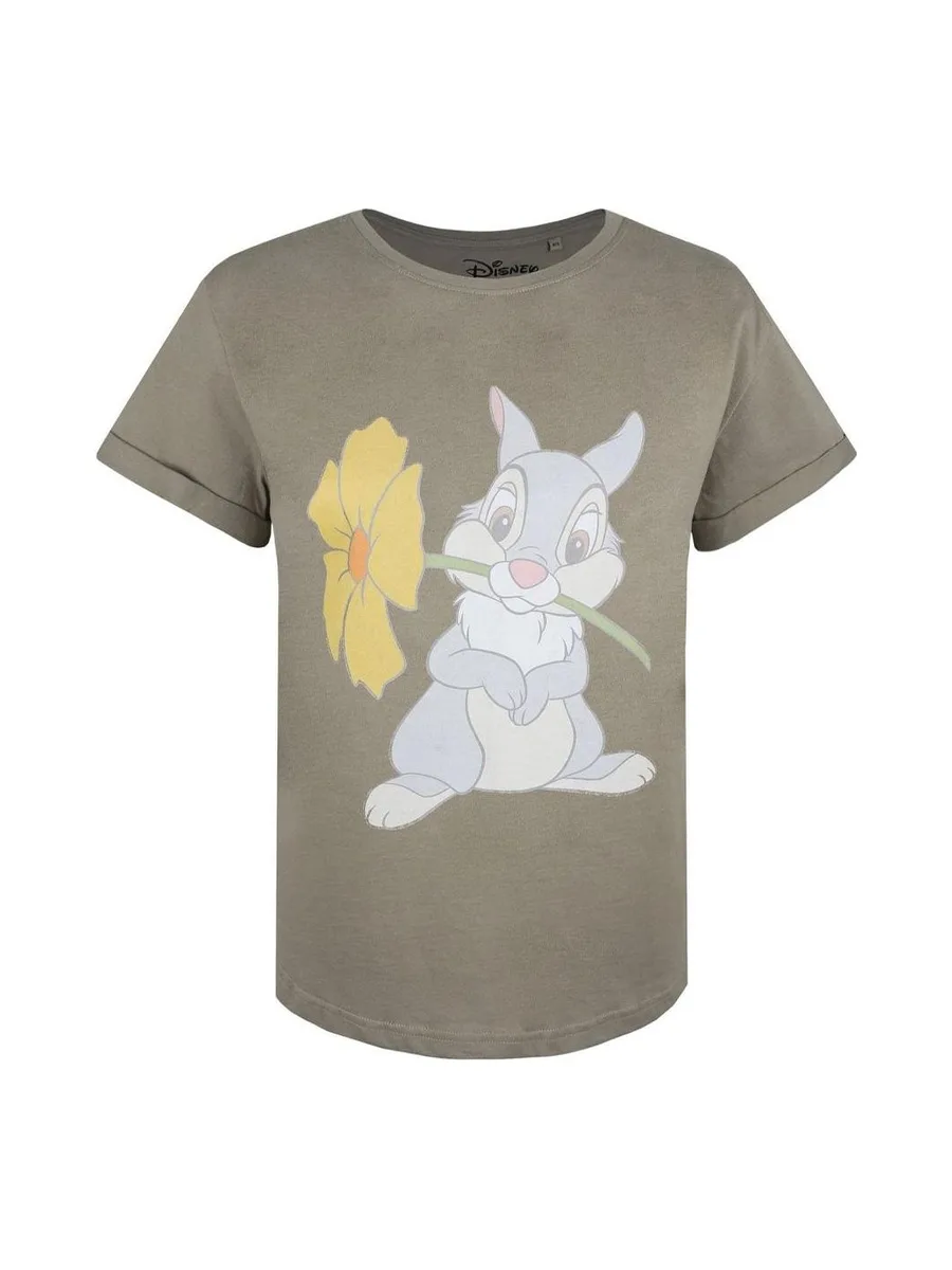 T-Shirt Kaki Femme Disney Thumper Flower 2