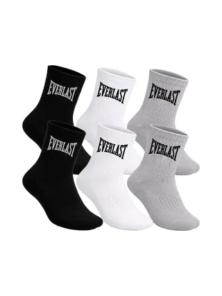 Lot de 6 Paires de chaussettes Noires/Grises/Blanches Homme Everlast EL062 1